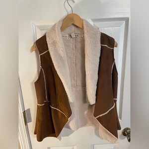 BearPaw Brown and Cream Shearling Vest